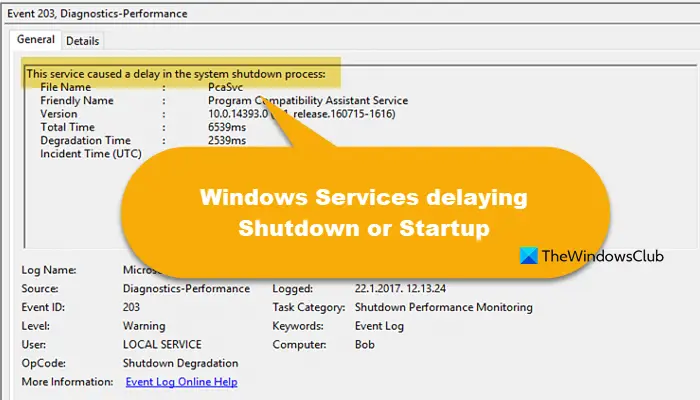 identify Windows Services delaying Shutdown or Startup