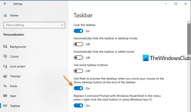 windows 10 taskbar settings not working