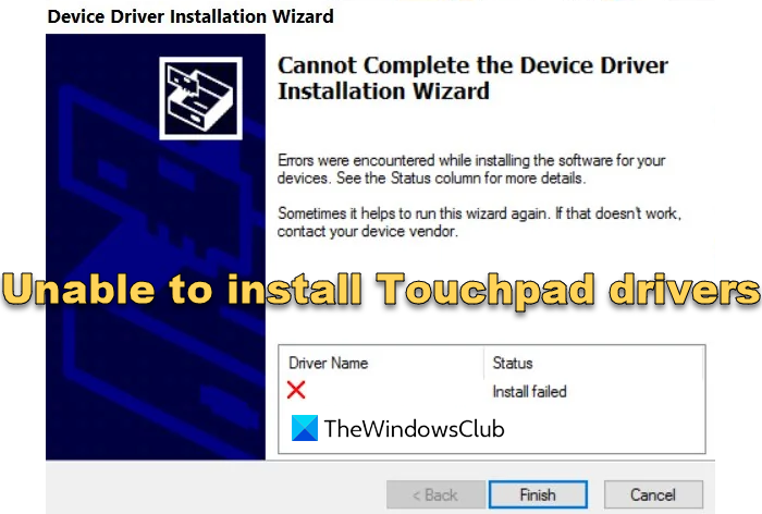 Cannot complete the device driver installation wizard