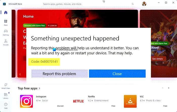 Fix Microsoft Store Update Error 0x80070141