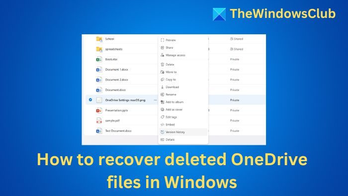 How to recover deleted OneDrive files in Windows