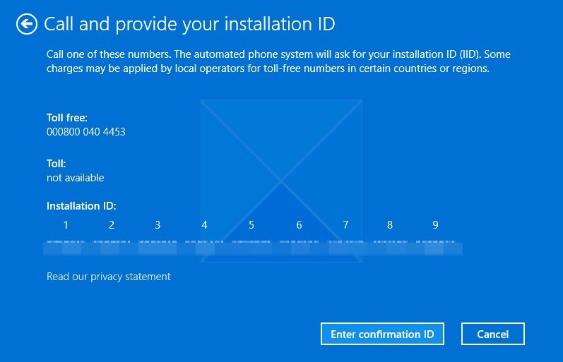 Installation ID Windows Phone Call Activation