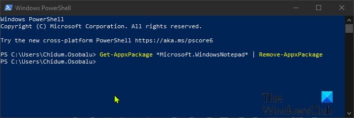 Uninstall Notepad Using PowerShell Command Prompt Or Settings