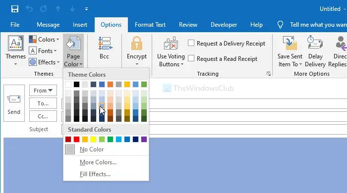 How to add or change the background color and image in Outlook email