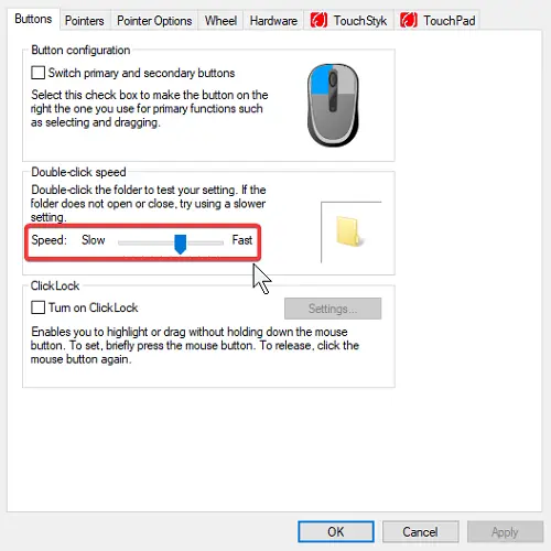 mouse double clicking windows 10