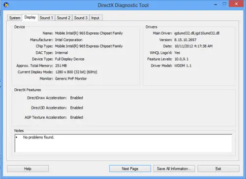 directx diagnostic tool windows 10 download
