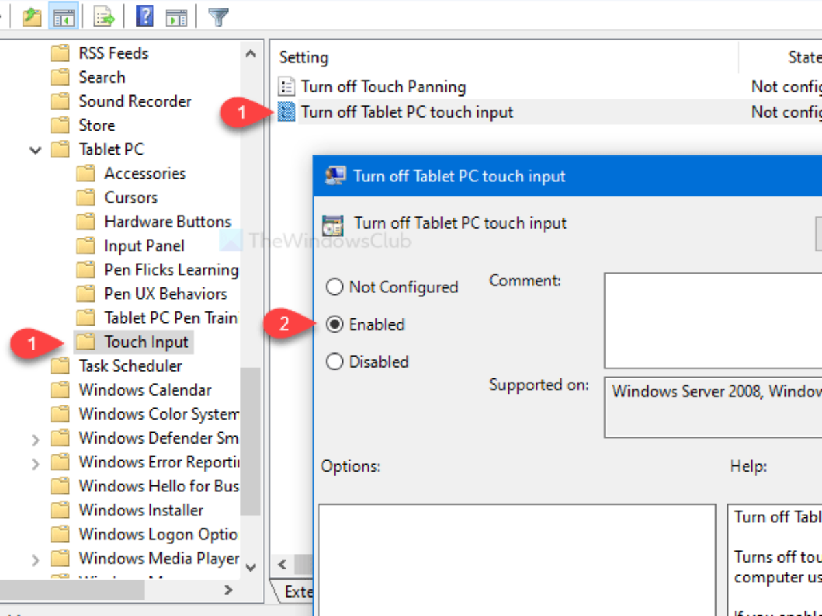How To Enable Or Disable Tablet Pc Touch Input In Windows 10