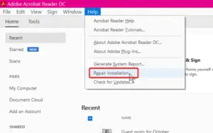 adobe acrobat pro dc closes automatically after opening