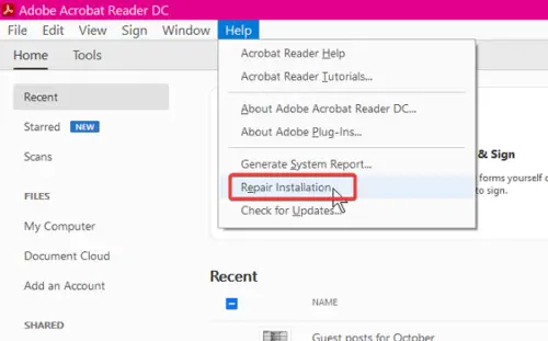 Acrobat reader ошибка 109