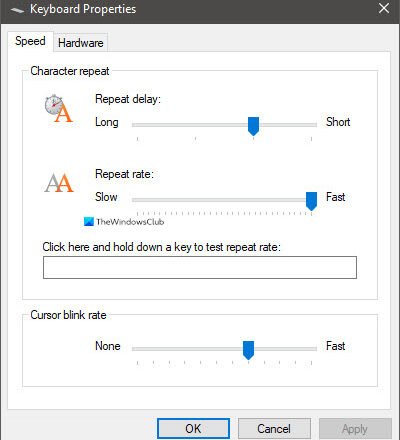 What is the difference between Key Repeat rate and Repeat delay