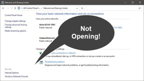 Network and Sharing Center not opening in Windows 11/10