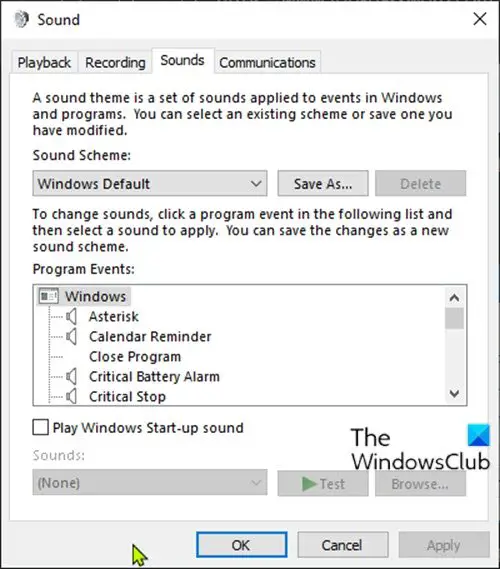 Sound settings in Windows 10