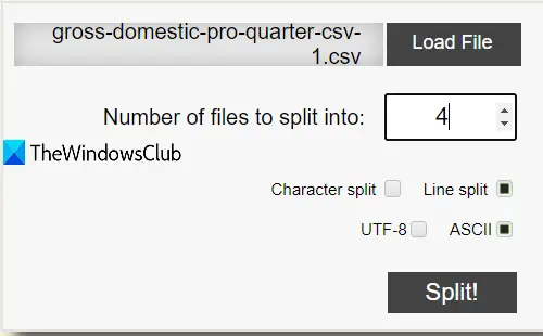 Csv file splitter windows