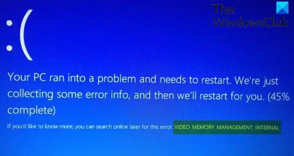 VIDEO_MEMORY_MANAGEMENT_INTERNAL Blue Screen error