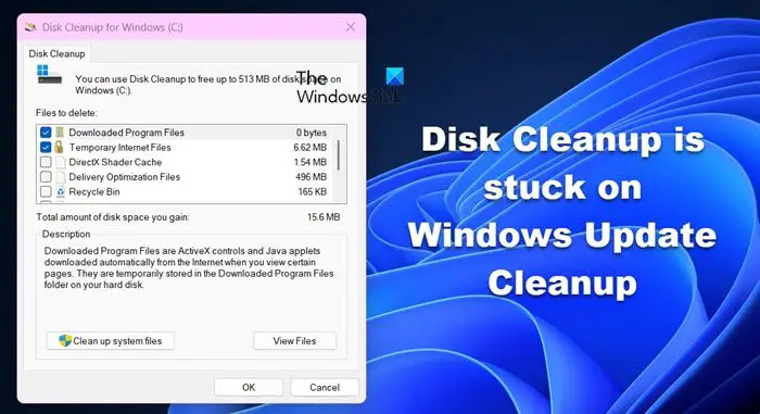 Disk Cleanup is stuck on Windows Update Cleanup