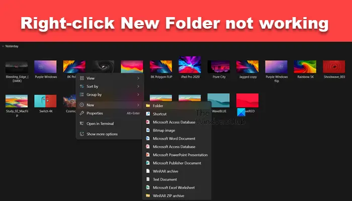 Right-click New Folder not working