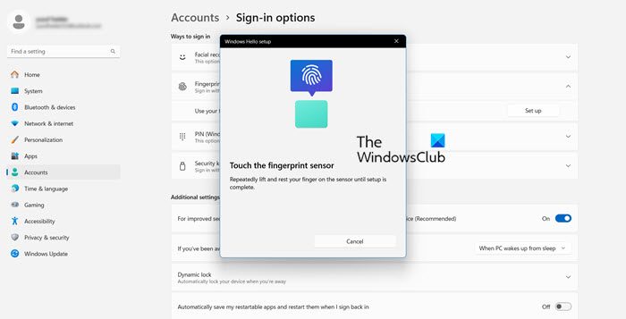 Set up Windows Hello or Fingerprint Reader