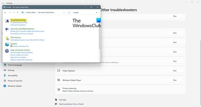 Windows Troubleshooters