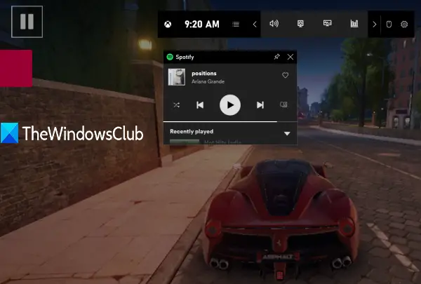 Utiliser Spotify Tout En Jouant À Un Jeu À L'aide De La Barre De Jeu Dans Windows 10