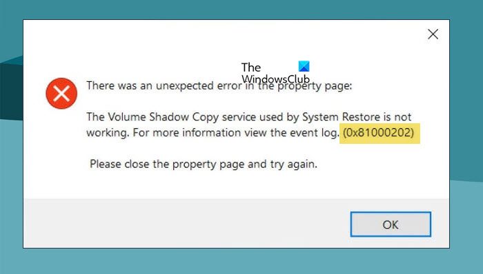 Volume Shadow Copy Service error 0x81000202 or 0x81000203