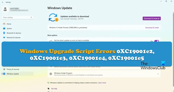 Windows Upgrade Script Errors