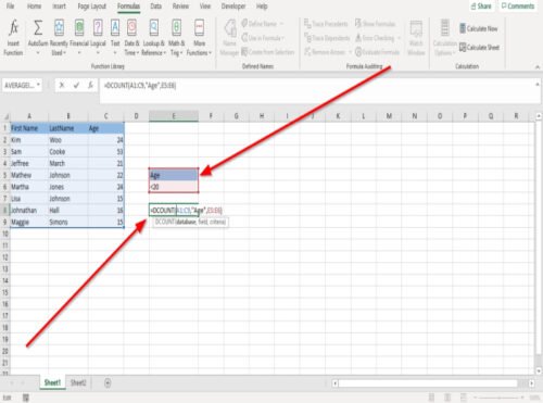 How to use DCOUNT and DCOUNTA Function in Excel