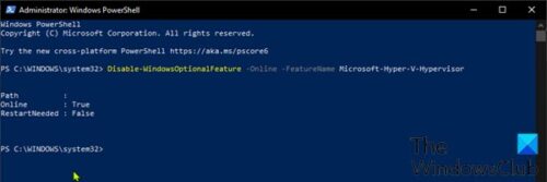 Disable Hyper V Windows Powershell