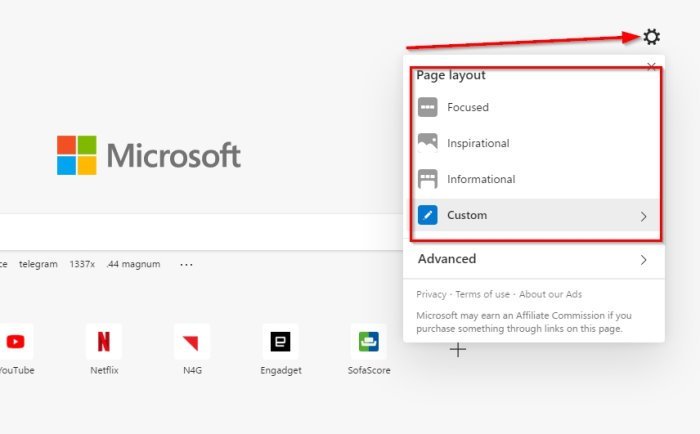 How to change the look of Microsoft Edge homepage in Windows - 57