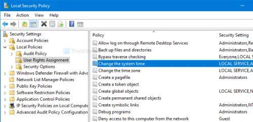 Allow or block Standard Users from changing System Time and Time Zone