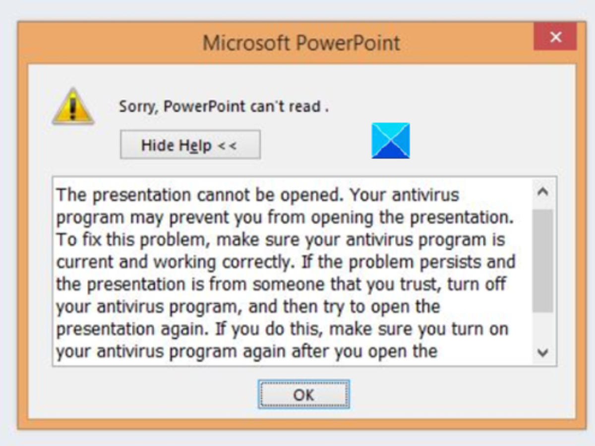 Не открывается презентация powerpoint ошибка при доступе