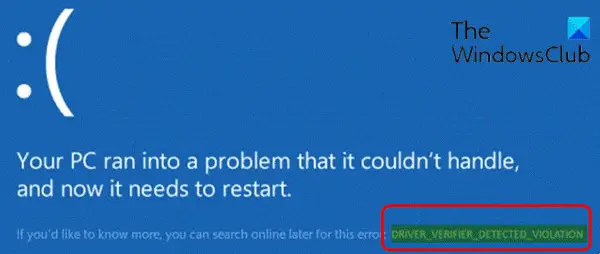 DRIVER_VERIFIER_DETECTED_VIOLATION Blue Screen error