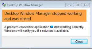 desktop window manager stopped working windows 10