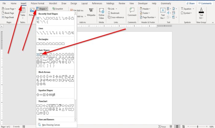 how to insert text in shapes in word