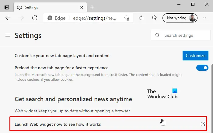 Enable Or Disable Web Widget Of Microsoft Edge In Windows 10