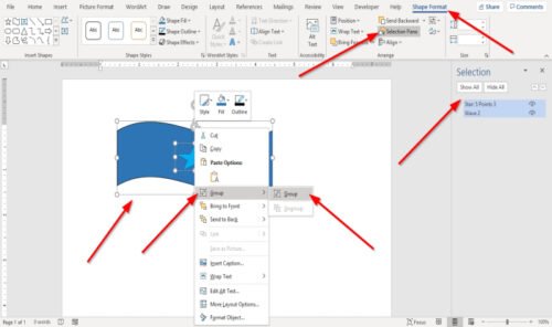 How to group Objects in Word