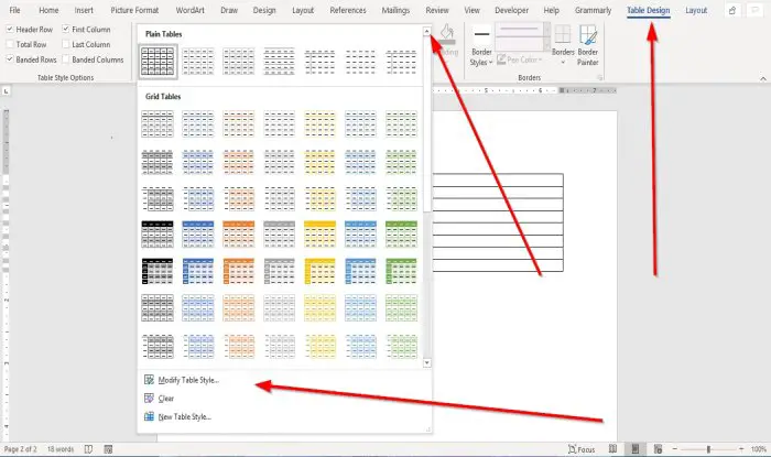 Format Word Tables using Table Styles or Quick Tables