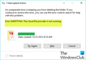 OneDrive Error 0x8007016A, The Cloud File Provider Is Not Running