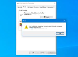 Disk check could not be performed because Windows can’t access disk