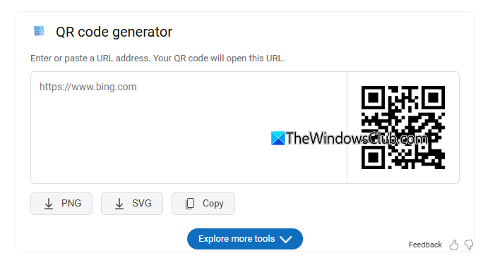 generate qr code with bing