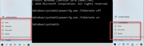 windows 10 enable hibernate command line