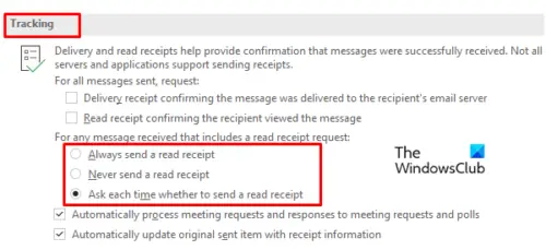 how to add read receipt in outlook toolbar