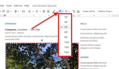 How to add a Border to an image in Google Docs