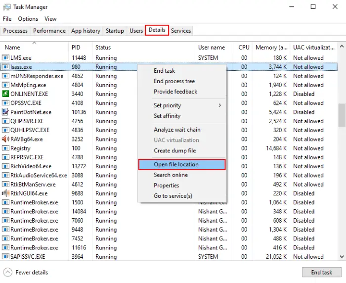 System process exe. Lsass. Falcilan astrolesi uygulamsy .exe indir.