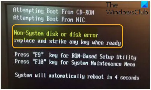 Non System Disk Or Disk Error Black Screen