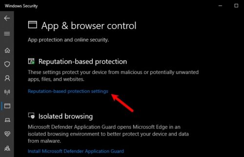 Turn ON or OFF Reputation-based protection settings in Windows 11/10