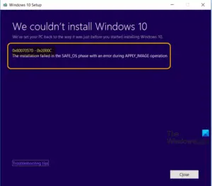 Windows Upgrade Install Error 0x80070570 - 0x2000C