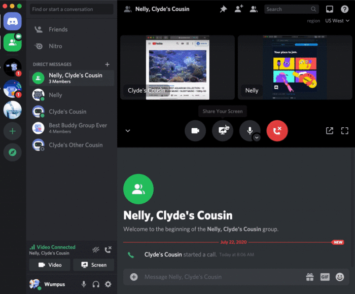 audio with screen sharing discord