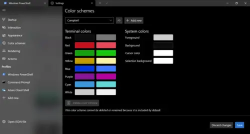 windows terminal color schemes