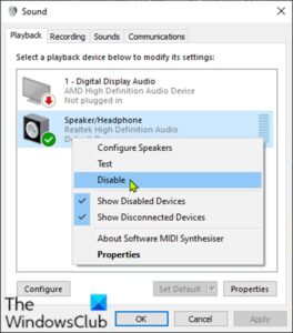 How to Enable or Disable Sound Output Device in Windows 11/10