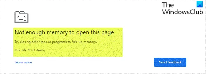 Not enough memory to open this page